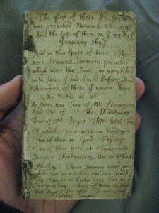 The first page in Bufton’s pocket-sized book of notes on 82 sermons