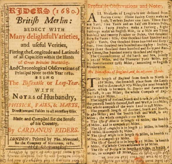One of Bufton's almanacs, including a scrawl of notes in every available margin.