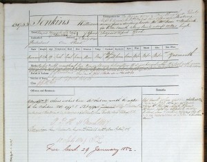 Conduct record William Jenkins, 1845, Tasmania State Archives, CON33/1/67